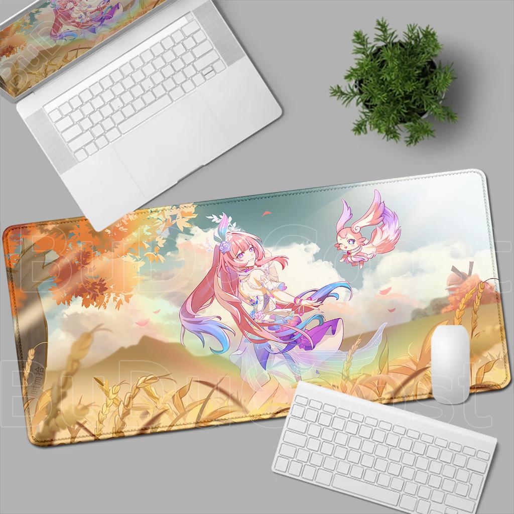 New Pretty Anime Girl Cyrene Mouse Pad Pink Cute Honkai Star Rail Desk Mat Laptop Gaming Mousepad Keyboard Desktop Table Mat XXL