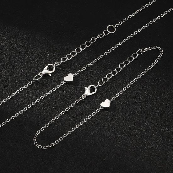 Necklace Bracelet Set, Alloy Plating Wear-Resistant Oxidation-Resistant Jewelry, Adjustable Chain Minimalist Love Pendant Jewelry