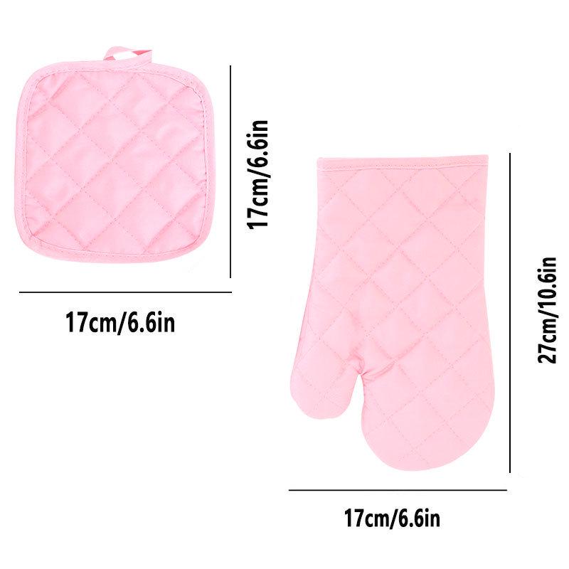 

Розовые двусторонние термостойкие кухонные перчатки: Нескользящий, Толстый, Защищающий от ожогов для выпечки в духовке и микроволновой печи