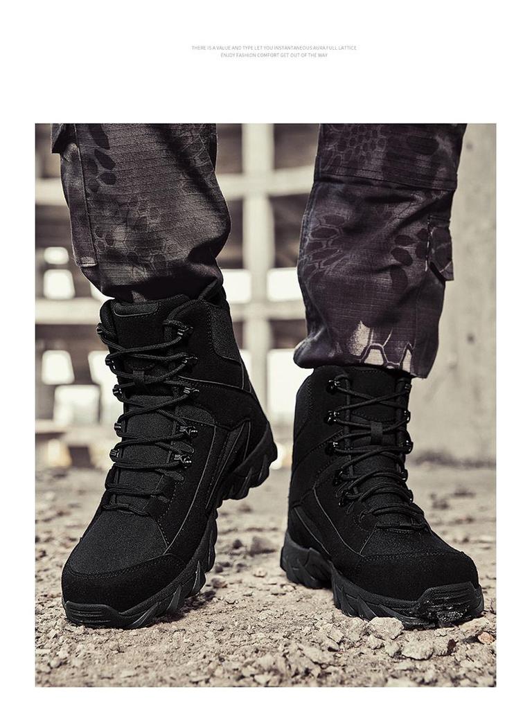 Men's Plus Size Fleece-Lined Combat High-Top Boots - Outdoor Casual Winter Hiking Shoes, 2025 Model