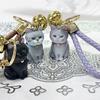 Heartbroken Cat Bell Keyring Cat Figure Key Holder Strap