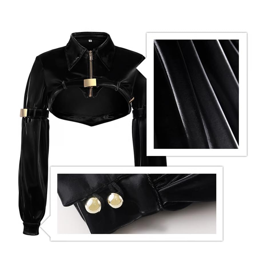 Litany Black Reverse Bunny Tokutaisha Bunny Girl Bunny Cosplay PU Leather Jacket, Suit, Costume, (M)