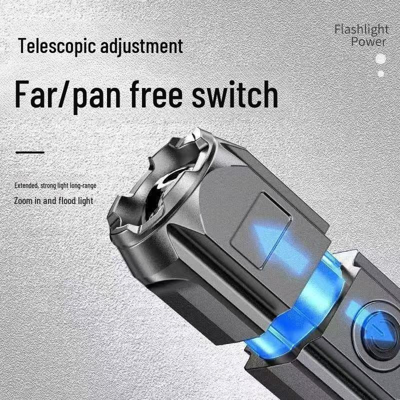 USB Rechargeable Long-Range LED Flashlight for Camping and Home Use