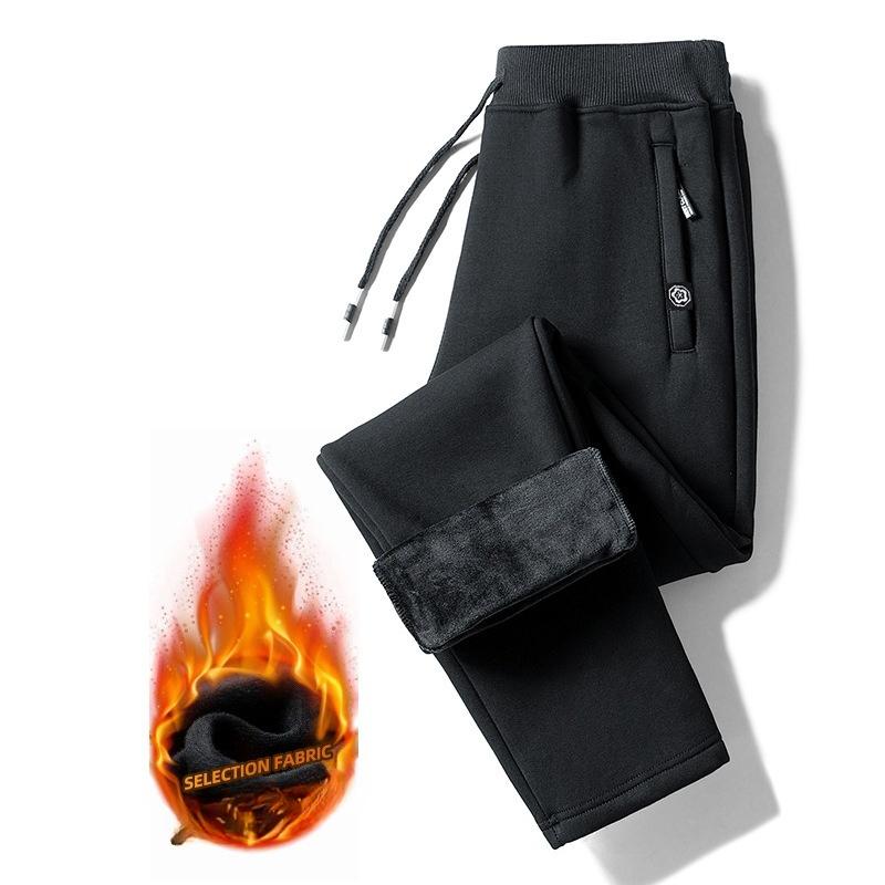 Nye fleecefôrede herrejoggebukser med mansjetter, sportsbukser, herrestørrelse pluss, høst/vinter, fritidsbukser, løstsittende lange bukser