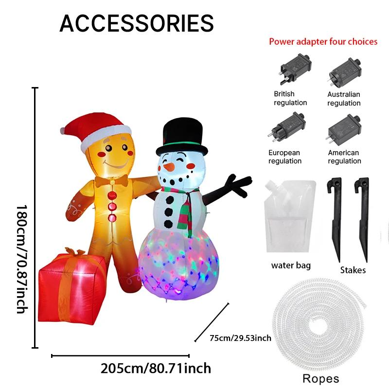 

5.91FT Inflatable Gingerbread Man Snowman Set Gift Toy Xmas Yard Decoration Festive Gift LED Lit Christmas Supplie Home Ornament UK
