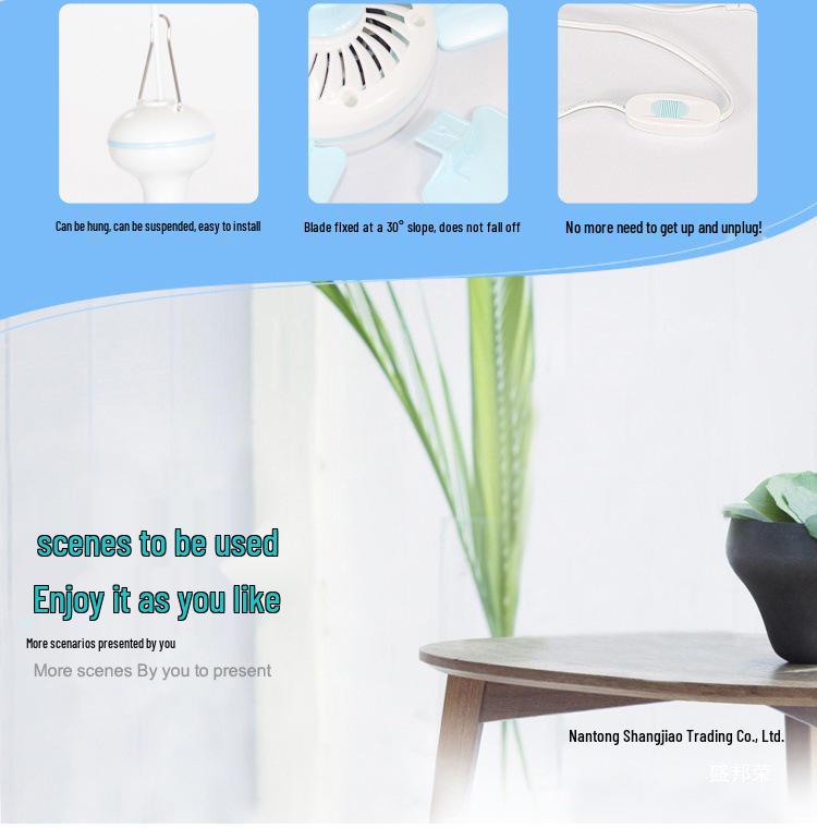 Compact Silent Ceiling Fan for Dorms and Bedrooms