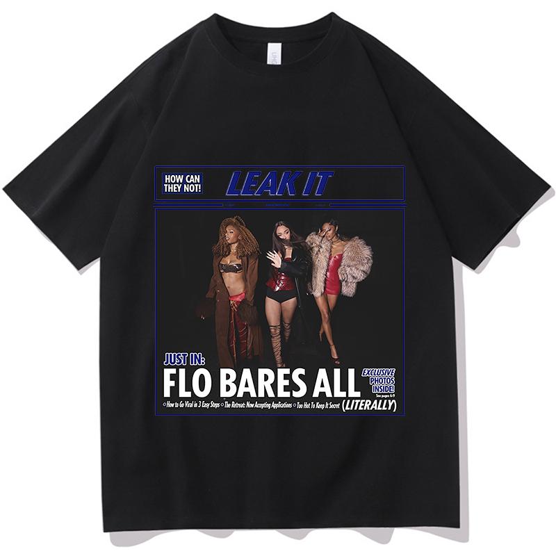 FLO Leak It Tour 2026 T-shirt Pure Cotton Fashion Casual Graphic Tshirts Loose Cotton Short Sleeve Female T Shirt Print Tops Tee