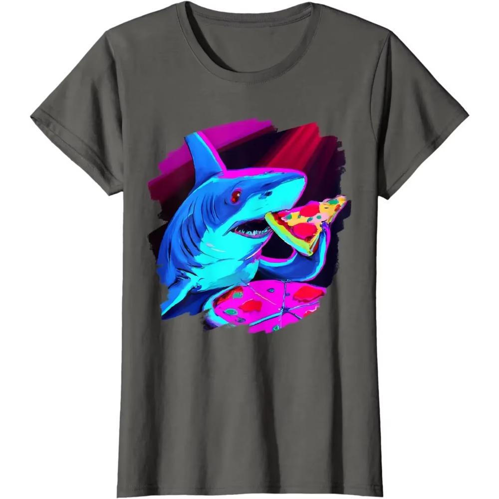 Shark Eating Pizza Funny Cool Pizza Sharks T-Shirt