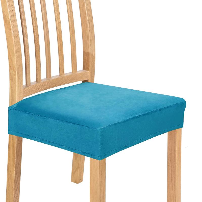 Velvet Chair Seat Covers Removable Washable Anti-Dust Stretch Spandex Dining Room Upholstered Chair Seat Slipcovers