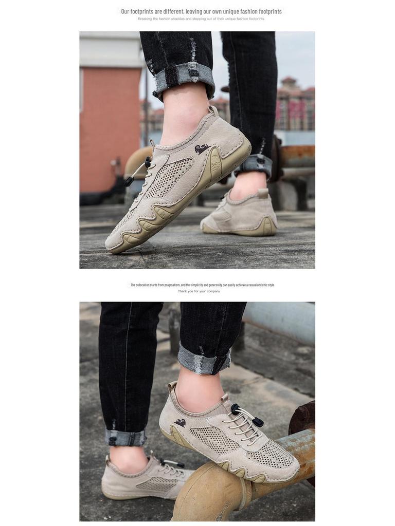 Men's Summer Mesh Leather Casual Sports Shoes - Octopus Lazy Design, Large Size