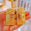 Men's Gold-Plated Qilin Pendant: Square Wushi Pai Design In Vietnam Sand Gold