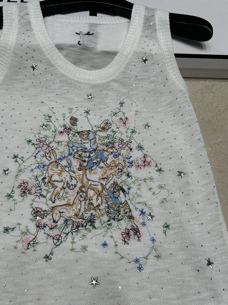 D Brand European-Style Summer Knit Vest: Animal Design, High-Quality, Round Neck, Thin, Casual.