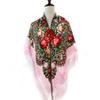 135*135Cm Russian Style Square Scarf For Women Luxury Floral Print Bandana Head Scarves Lades Fringed Shawl Headwraps Foulard