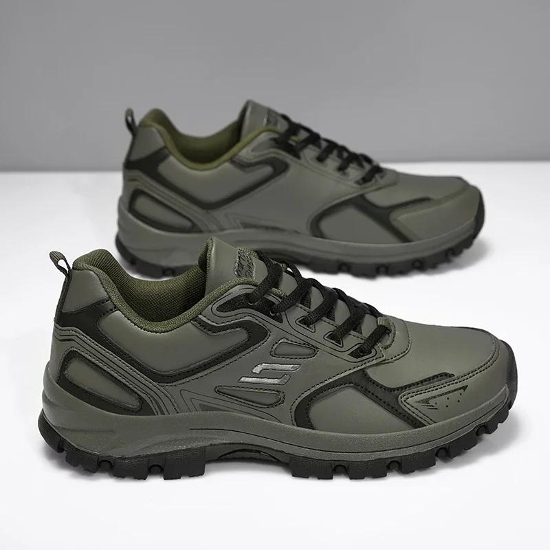 New Men Tactical Boots Waterproof Climbing Shoes Army Lace Up Work Breathable Anti-Slip Outdoor Male Motorcycle Work Hiking Shoe