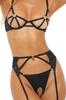 Ensemble 3 Pièces, Soutien Gorge, Porte Jarretelles Et String Assorti Ren53043 Blk