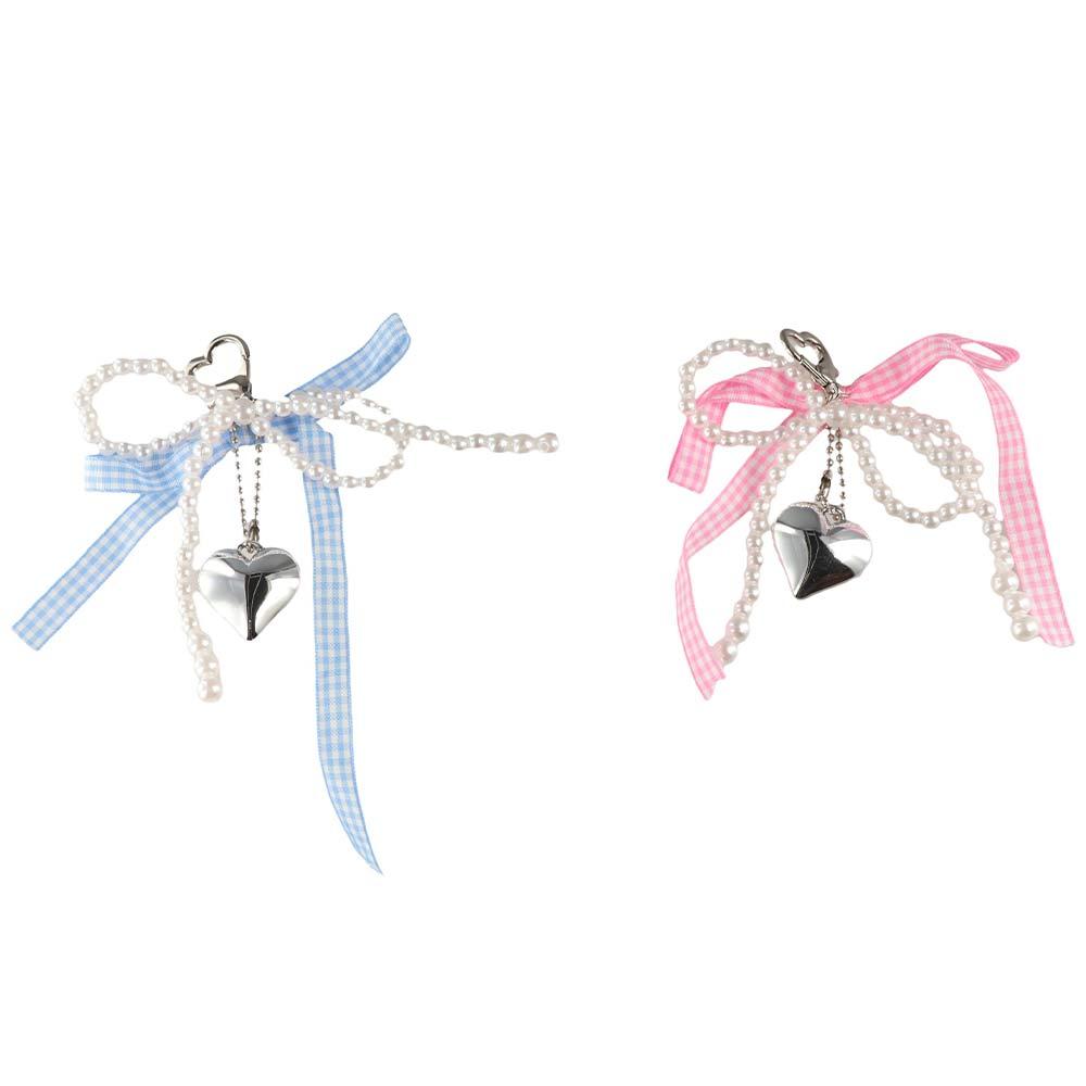 Bag Pendant Plaid Ribbon Bow Key Chain Cartoon Phone Pendant Balletcore Keychain  Birthday Gift
