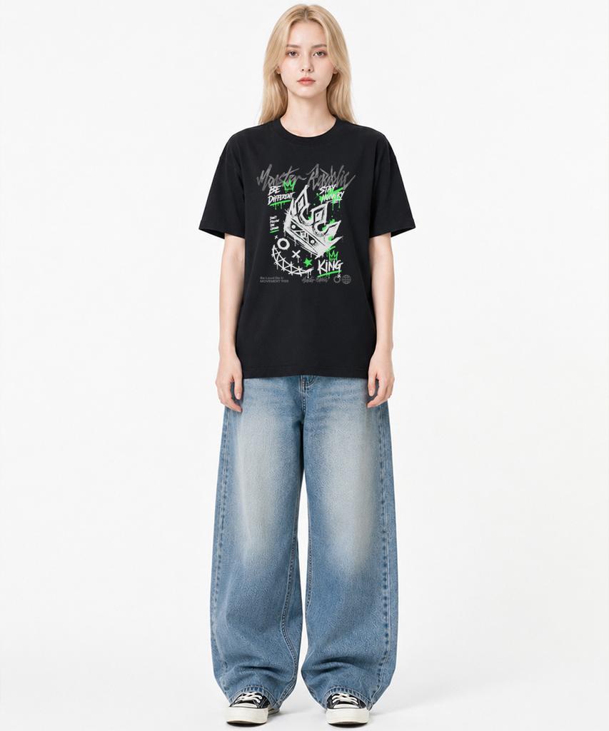 MONSTER REPUBLIC Crown Green T-Shirt Black_9185