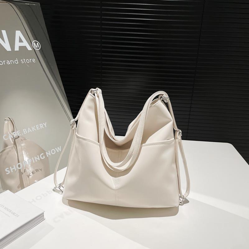 

Retro solid color large capacity tote bag new popular versatile backpack fashion shoulder armpit bag белый