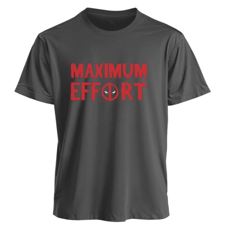Marvel TShirt Men Women Deadpool Maximum Effort American Niche Fitness Trendy Oversized Short Sleeve Casual Streetwear Tee