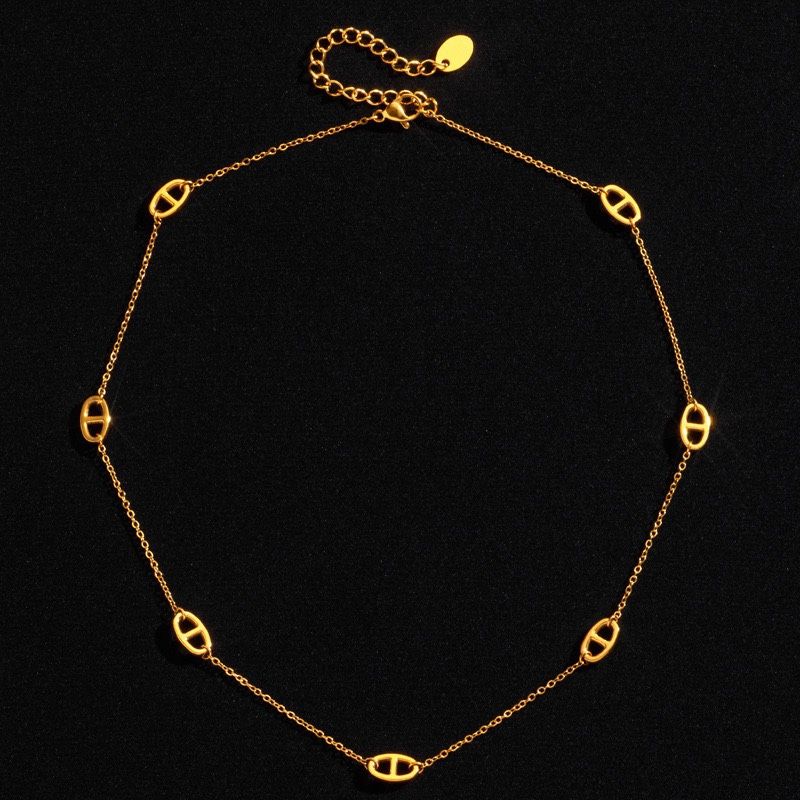 

Niche Personality Minimalist Pig Nose Ultra-Long Necklace Double-Layer Clavicle Chain Non-Fading Titanium Steel Ornament Female Gold Gold Short 38+5cm