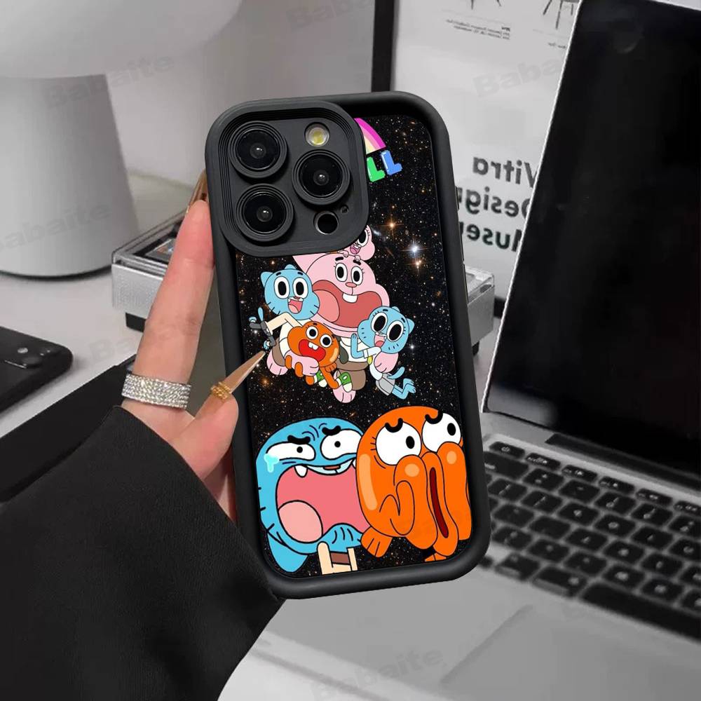 Cute Amazing-World G-gumball Phone Case For IPhone 17 16 15 14 13 12 11 Pro Max Plus Black Full Coverage TPU
