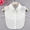 White Beaded Faux Collar Women's Shirt Accessory for Autumn/Winter