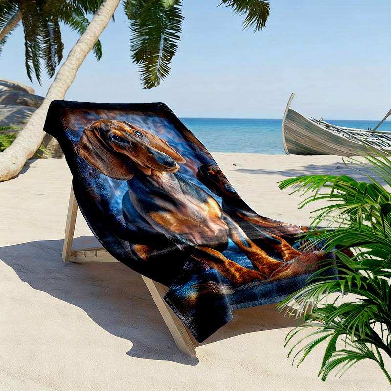 Dackel Puzzle Print Strandtuch, Großes Weiches Schnelltrocknendes Handtuch für Strand Camping Schwimmen
