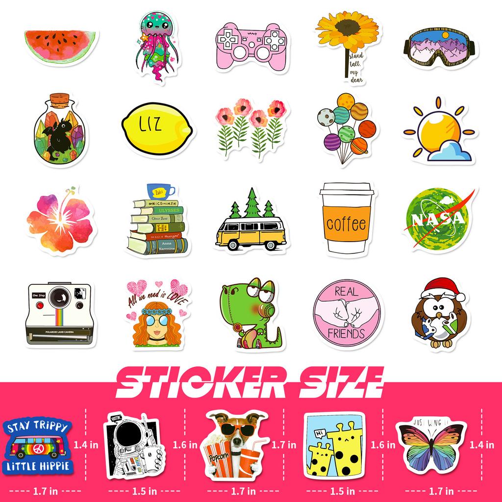 100 Small Size 4Cm Small Fresh Tape Mix And Match Stickers Cute Cartoon Outdoor Graffiti Stickers