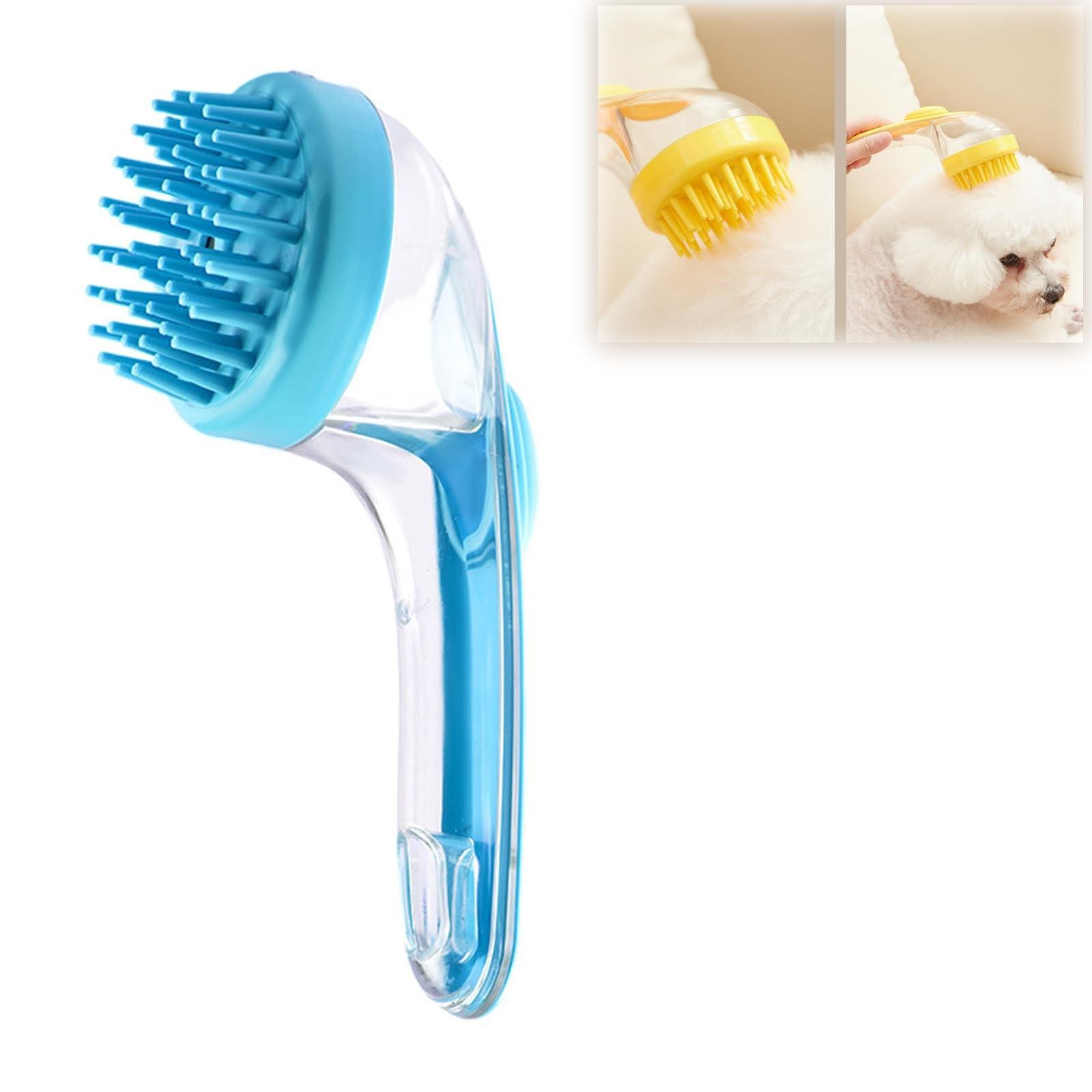 Multifunctional Pet Shampoo Comb Silicone Shampoo Brush Plus Liquid Shampoo Brush Head Cleaning Dog Massage Brush One Size синий
