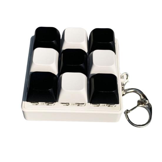 Black White Keyboard Fidget Toy Stress Anxiety Relief 9 Keys Keyboard Clicker Keychain Decompression Button Sensory Toy