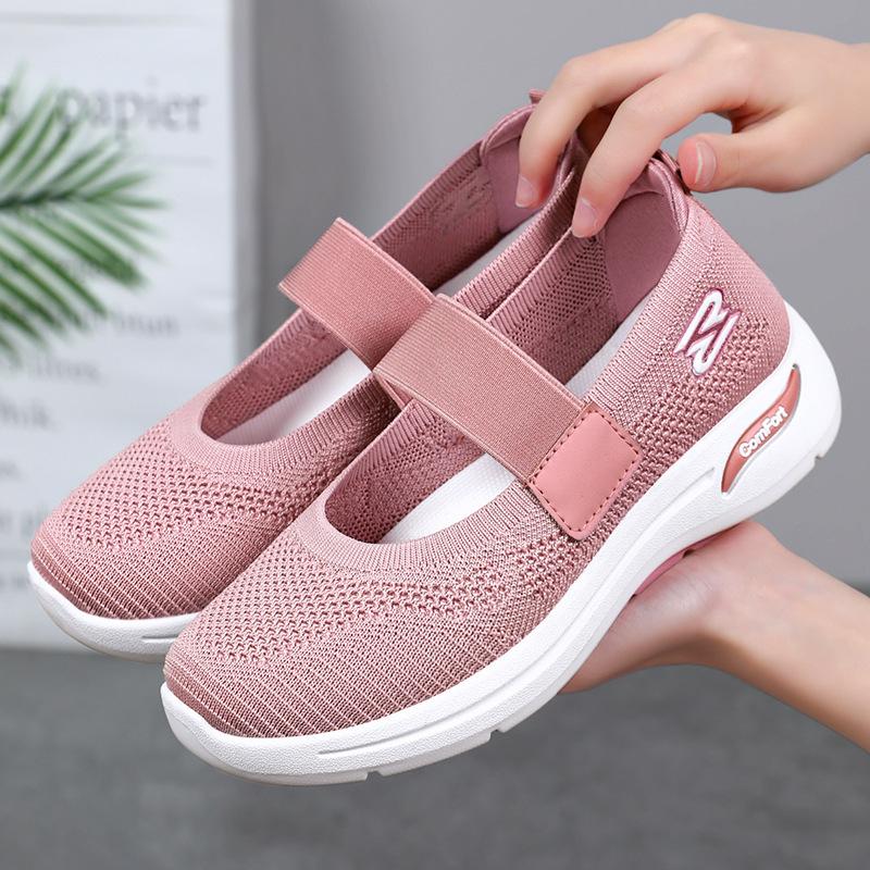 Shoes Women's Casual Shoes Middle-aged and Elderly Mother Shoes Versatile Women's Shoes Soft Sole Not Tired Feet Flying Woven Shoes Breathable Mesh