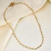 Spilla Rettangolare in Oro 18K Collana Semplice in Acciaio Inossidabile con Chiusura OT da Donna