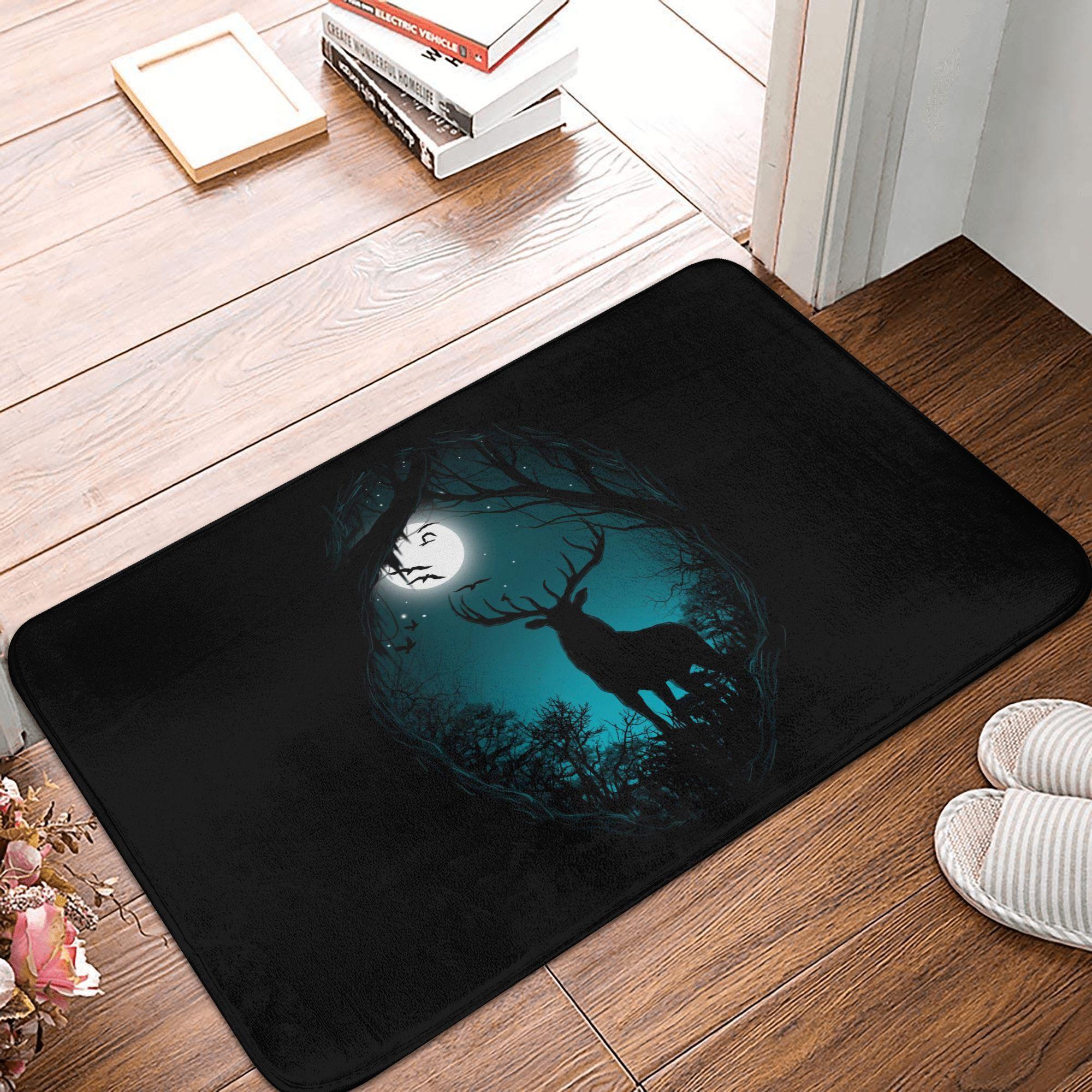 

Dark Forest Deer Doormat Anti-Slip Kitchen Bath Mat Toilet Floor Door Entrance Carpet Rug 40cmx60cm