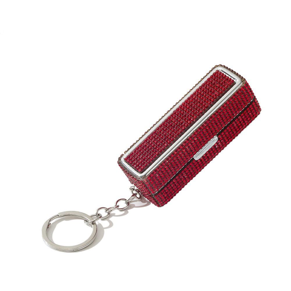 Keychain Lip Gloss Storage Case Bling Portable Lipstick Holder Rhinestone Lipstick Box Purse