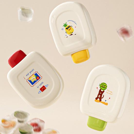 Cartoon Print Ice Cube Maker, Ice Cube Mold with Buckle Sealing Cover, Easy Release Food-Grade Safe Ice Tray