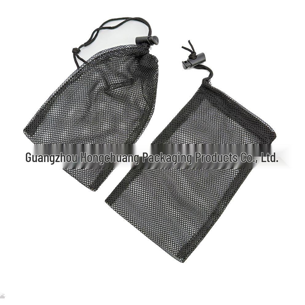 Schrumpfbarer Verdickter Polyester Netzbeutel mit Kordelzug, Schwarzes Kleinloch-Filternetz