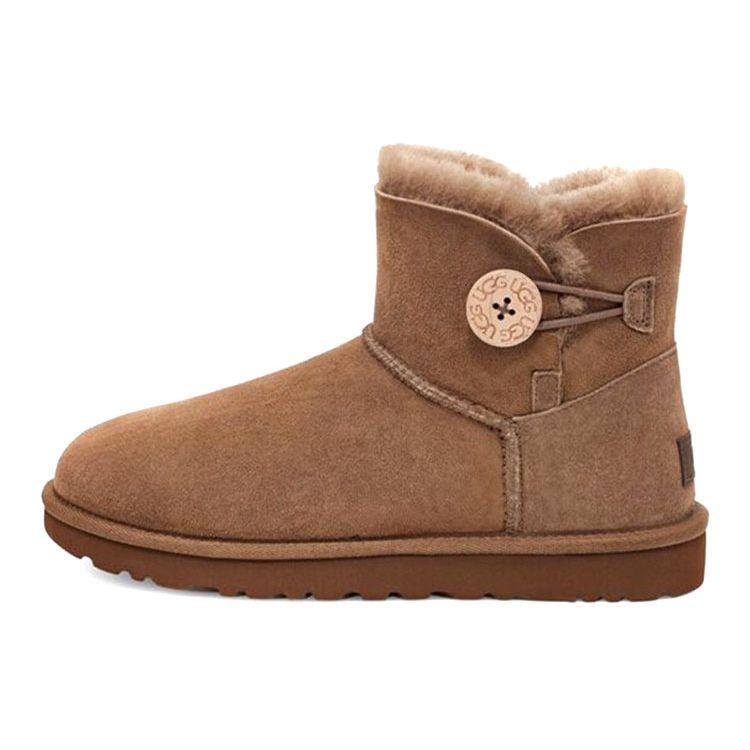 UGG Bailey Button Ii Saueskinn Fritidskomfortable Korte Snøstøvler Dame støvler Valnøtt 1016422-HCK