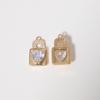 Romantic Heart Lock Pendant Charms, Golden Plated Copper Inlaid Heart Zirconia Findings for Handmade Jewelry Accessories