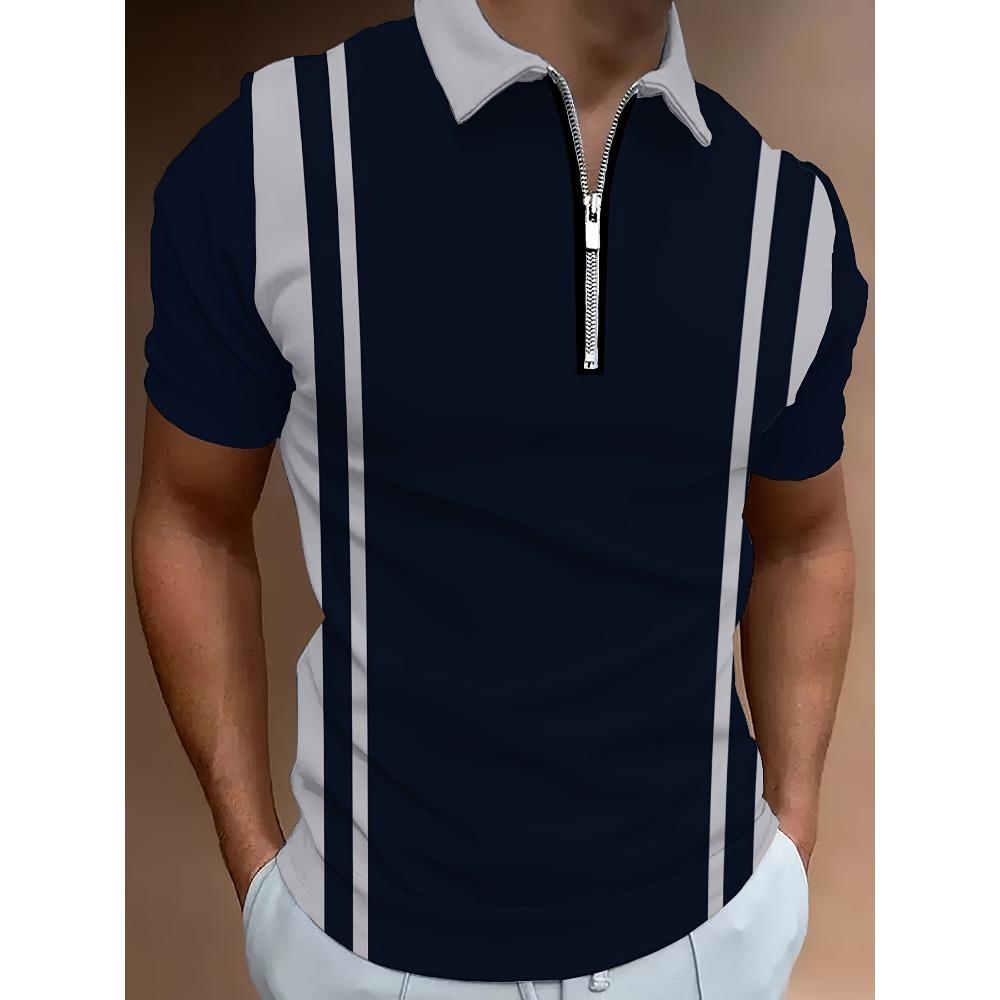 Summer New Men's Zipper Polo Shirt