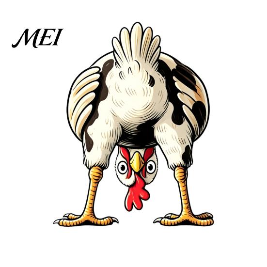 Retro Hand Painted Sticker Funny Chicken Static Window Cling, Upside Down Rooster Glass Sticker, Cling for Waterproof Non-adhesive Decal Living