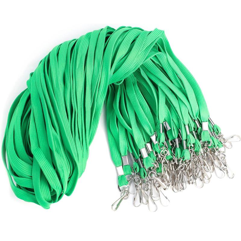 100 Pcs/lot Nylon Safety Lanyards Neck Rope For Card Holder Badge Keychain ID Card  of Black Blue Red Green Landyard