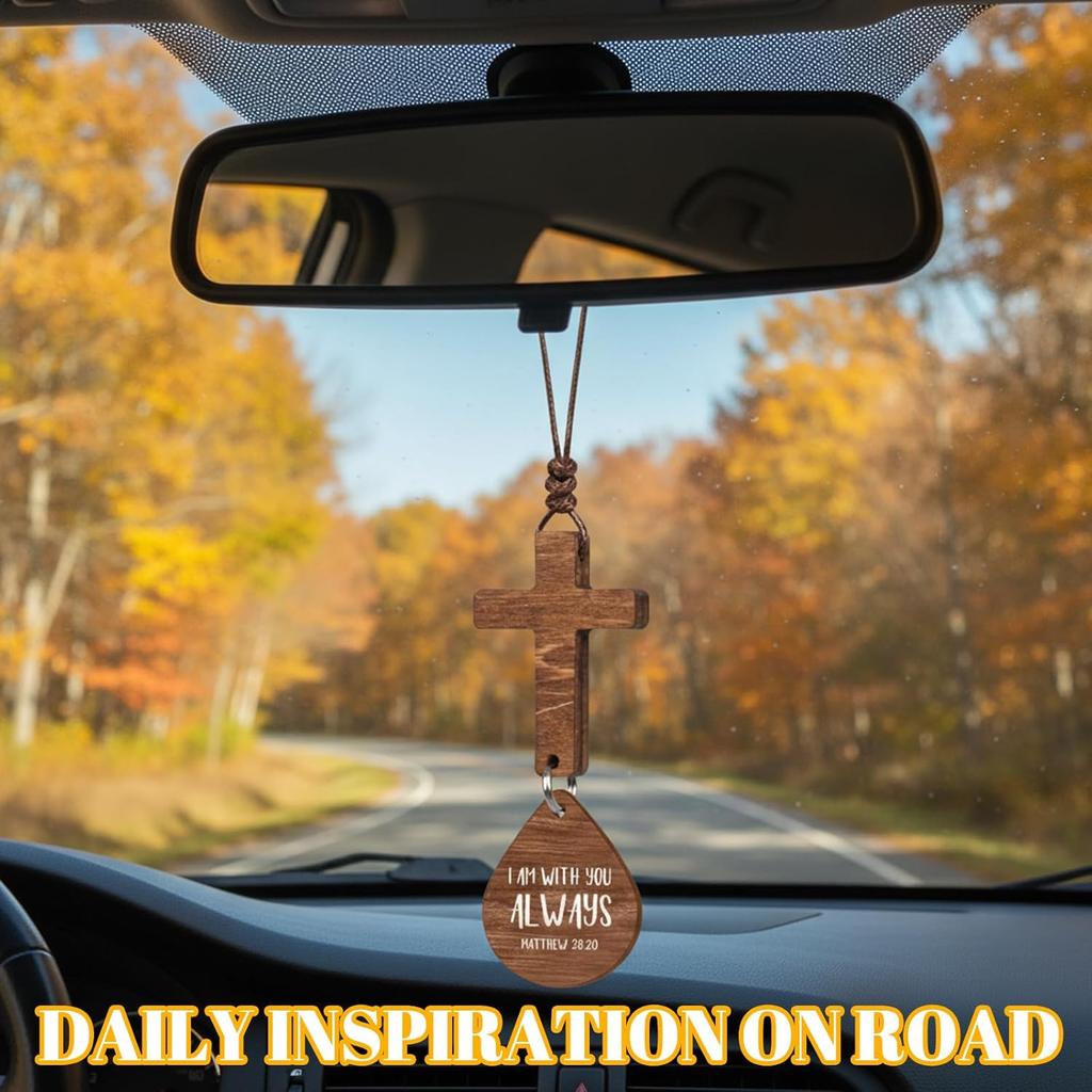 Cross for Car Mirror Hanging, pirational Car Accessories, Christian Gifts for Men and Women, Rear View Mirror Hanging Ornament for Auto Decor (B)