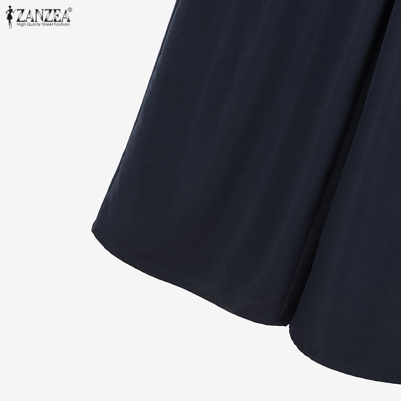 ZANZEA Set de costume casual din două piese pentru femei, cu bluză cu mânecă 3/4 și pantaloni cu picior larg