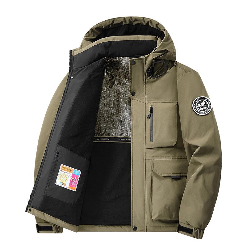 2025 Men's Hooded Cotton Jacket - Autumn Winter Workwear, Casual Outdoor Warm Coat 99668