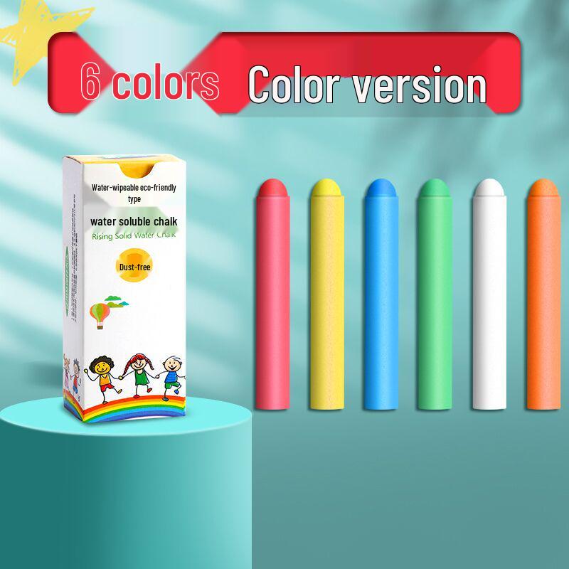 Large Dustless Erasable Chalk Set - Water-Soluble, Colored & White for Teachers & Kids