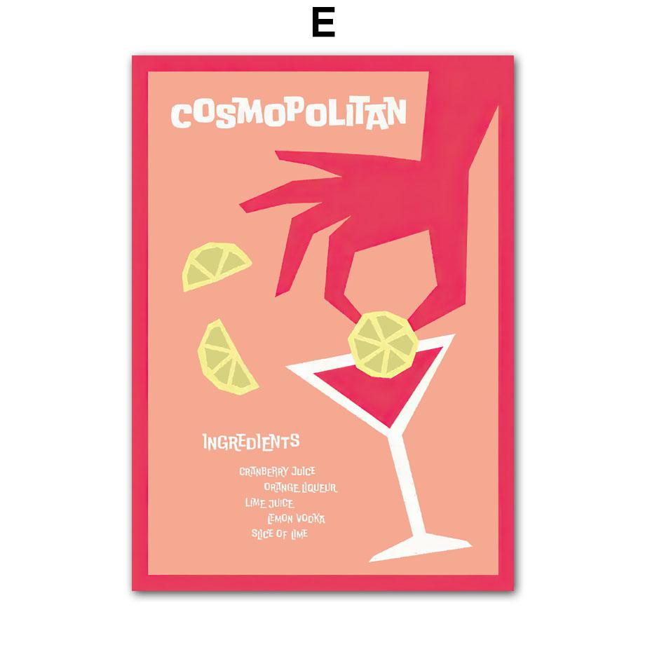 Koktejl Color Block Ručně malovaný Mojito Nástěnné umění Plátno Malba Plakáty a Tisky Severský Obývací pokoj Domácí Dekorace Nástěnná malba