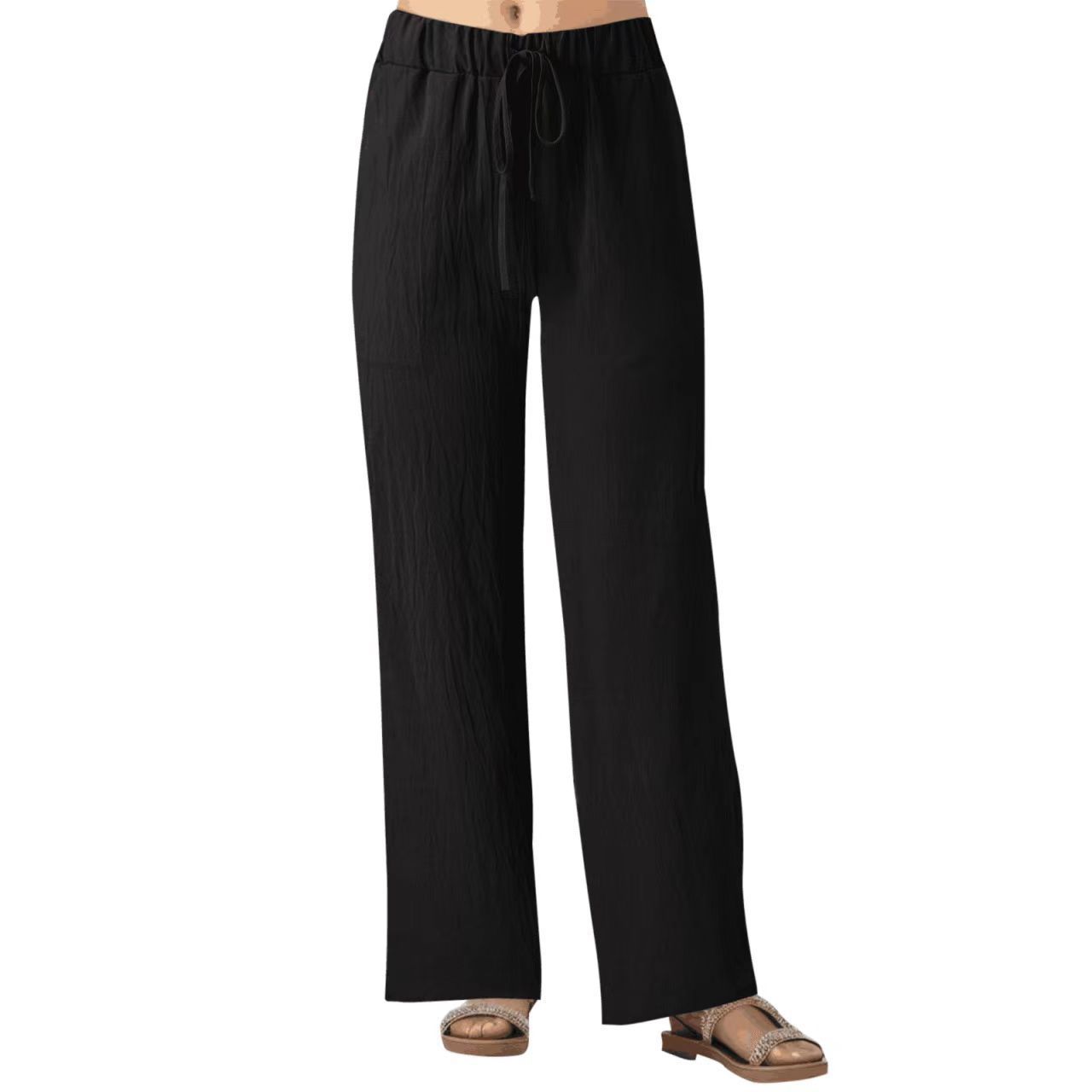 

Women s Spring and Summer Solid Color Plus Size Comfortable Non Elastic Loose Casual Wide Leg Pants XS