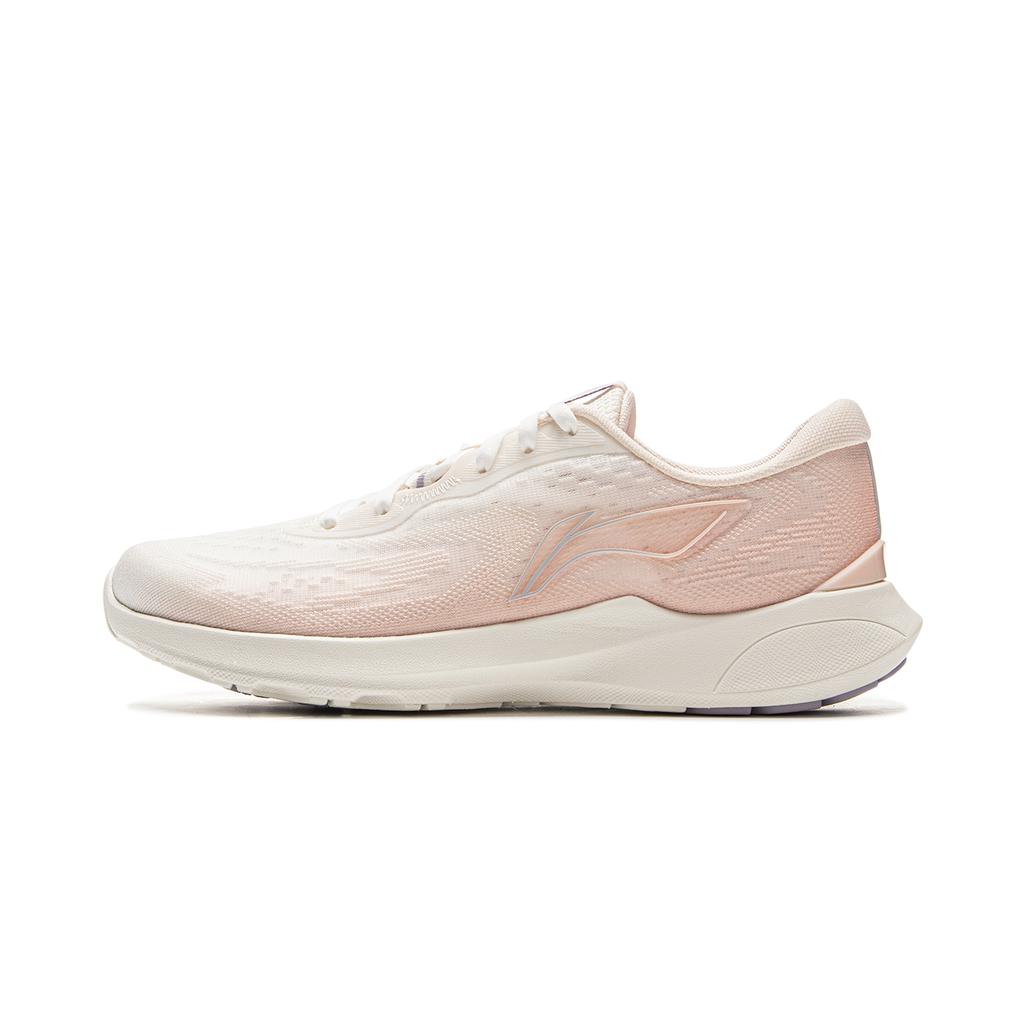 New LiNing Qingyi Cushioning, Slip Resistant, Lightweight Low Top Sprint Running Shoes Women's Mist White/Light Bud Orange ARSV030-1