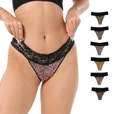 Bavlněné spodní prádlo nadměrných velikostí Sexy krajkové tanga Neviditelné nízko posazené kalhotky s push-up efektem Vzorované s podporou