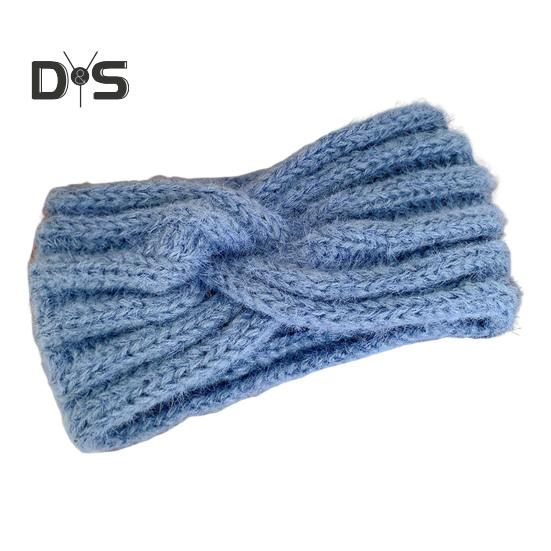 

Женская зимняя повязка на голову, однотонная, с декором в виде крученой пряжи, теплая, удобная, для ушей, аксессуар для волос синий